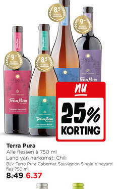  terra pura rode wijn witte 25 750 hamersma 8 5 single vineyard reserva cabernet sauvignon colchagua chile blanc casablanca flessen ml land chili fles 