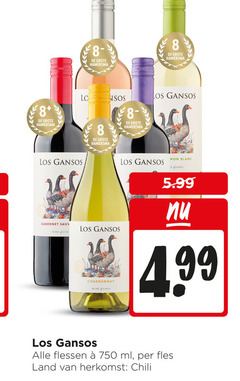  los gansos witte wijn rode rose 8 750 hamersma lc sos cabernet wine chili chardonnay chile blanc 5.99 flessen ml fles land 