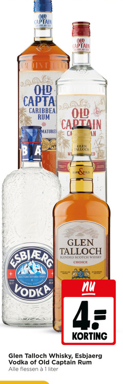  esbjaerg old captain glen talloch wodka rum whisky 1 4 10 18 40 100 caribbean distillery mature carribean company sold willemstad curacao premium le natural spirit charcoal filtered vodka blended scotch distilled and shipped choice by flessen liter 