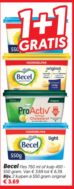  becel olie en vetten margarine 1 2 3 100 450 750 hart original natuurlijk rijk omega vitamines foliumzuur romige plantaardig pro-activ verlaagt cholesterol wetenschappelijk natuurlijke wijze bewezen light fles ml kuip 