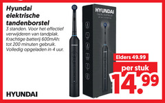  hyundai electrische tandenborstel 3 4 200 electric toothbrush elektrische standen effectief verwijderen tandplak batterij minuten gebruik opgeladen uur elders stuk 