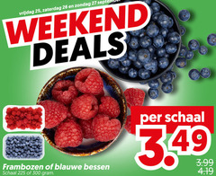  blauwe bessen frambozen 25 26 27 225 300 vrijdag zaterdag weekend deals schaal 3.99 