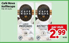  cafe nova koffiecups 11 20 mcafee pak stuks lungo profondo grind sterkte coffee dark roast 20x aluminium capsules kruidig stuk 