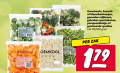 snijbonen sperziebonen bloemkool broccoli pompoen spruiten groente wortels groentemix bloemkoolroosjes gesneden gebroken pompoenblokjes geschoonde zak 350 400 