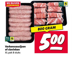  slavinken saucijzen 8 500 beter leven varkenssaucijzen xl pak stuks 