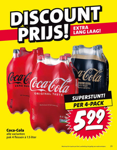  coca-cola cola 4 23 discount coca calories recycle original taste refreshing lang laag again caffeine sugar zero pack 5.99 pak flessen liter maximaal 6x aanbieding 