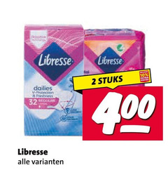  libresse inlegkruisjes maandverband 2 10 32 dailies freshness stuks 