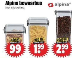 klik op dit plaatje voor een vergroting en voor vergelijkbare aanbiedingen gerelateerd aan
alpina voorraadbussen 99 400 950 bewaarbus clipsluiting ml elders 3.99 5.99 alpina voorraadbussen 99 400 950 bewaarbus clipsluiting ml elders 3.99 5.99