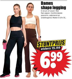  dameslegging dames shape legging bruin zwart flair pijpen pasvorm ademend sneldrogend maten xl elders 6 99 