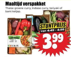  groentenpakket maaltijd verspakket thaise groene curry indiase teriyaki bami ketjap madras 