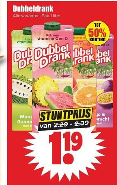  dubbeldrank fruitdrank 1 50 pak liter rijk vitamine red hine dubbel drank bel vrucht 