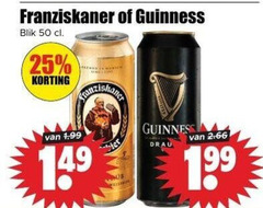  guinness franziskaner speciaalbieren 25 50 blik 1 99 
