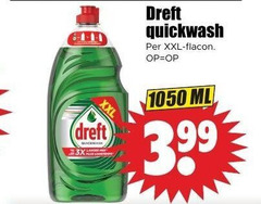  dreft afwasmiddel xxl quickwash flacon ml 3.99 