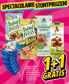  van de boom dubbelfrisss appelsientje fruitdrank 1 2 100 spectaculaire dubbel frisss vleugje zuivel boost ananas mango appel co troebele groene verfrissend boordevol perzik pomme pur puur sap jus pakken liter 