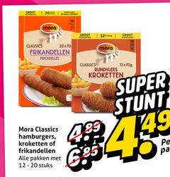  mora kroketten hamburgers frikandellen 4 12 20 25 emballage grand format 12stuks classics pakken stuks rundvlees super pak 