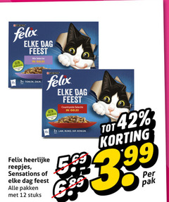  felix kattenvoer 12 42 purina kleurstoffen dag feest mix gelei 3x tonijn zalm 12x reepjes sensations pakken stuks lam rund kip konijn 3.99 pak 