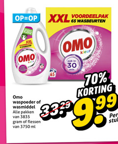  omo wasmiddel 3 30 65 333 3750 xxl wasbeurten fles gemaakt gerecht plastic hygienisch schoon kleur waspoeder pakken flessen ml min stuk 