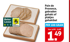  gebraden gehakt pain de provence 100 beter leven dieren bescherming plakjes gehaktbal 