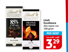  lindt chocolade 100 excellence cacao orange intense dark noir feuillet repen reep 3.99 