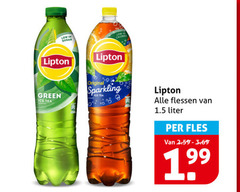  lipton ice tea sugar green original sparkling flessen liter fles 