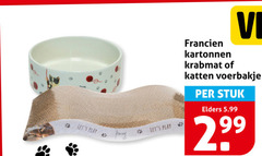  krabpaal voerbak play francien kartonnen krabmat katten voerbakje stuk elders 5.99 