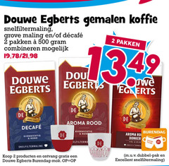  douwe egberts koffie 2 500 gemalen snelfiltermaling grove maling pakken combineren meester joline evenwichtig rond aroma rood joure donker rijk mok dubbel pak excellent 