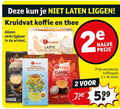  kruidvat huismerk koffiepads thee koffiecups 2 8 36 laten liggen koffie latte macchiato halve espresso paardebloem classic stuks 