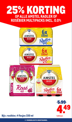  amstel radler bier 4 25 330 1870 multipacks 0.0 bieren 6x 330ml citroen 2.0 ml rosee mix rood fruit 300ml groothandel 5.99 