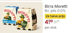  birra moretti alcoholvrij bier pils 0.0 2e halve zero alcohol beer stuk 