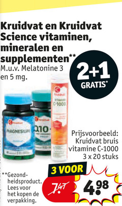  kruidvat huismerk multivitaminen 1 2 3 5 20 1000 science vitaminen mineralen supplementen melatonine mg magnesium gezond lees bruis vitamine stuks 