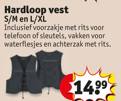  hardloop vest l xl voorzakje rits telefoon sleutels vakken achterzak 