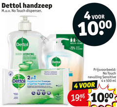  dettol handzeep 4 500 1000 touch dispenser hydrating navulling sensitive ml doekjes 