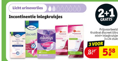  incontinentieverband 1 2 3 20 24 licht urineverlies incontinentie inlegkruisjes tena lights sensitive discreet min always kruidvat ultra mini stuks 