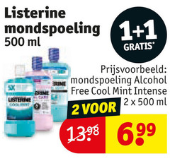 listerine mondwater 1 2 500 mondspoeling ml alcohol free cool mint intense 