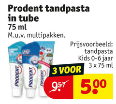  prodent tandpasta 3 500 tube ml multipakken kids jaar 