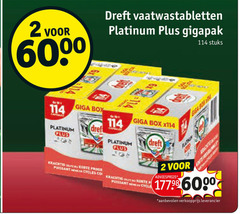  dreft vaatwasmiddel 2 vaatwastabletten platinum gigapak stuks giga box cycle 