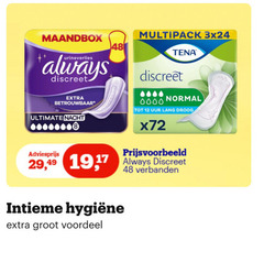  always tena lady maandverband inlegkruisjes incontinentieverband 12 48 urineverlies discreet ultimate nacht multipack normal uur lang droog 19 17 intieme voordeel verbanden 