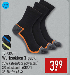  werksokken 2 3 pack katoen polyester elastaan lycra 
