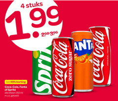  sprite coca-cola fanta frisdrank cola 4 250 stuks coca blikken ml zero sugar anta ge original taste 