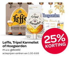 25 leffe blonde blon tripel hoegaarden karmeliet va blanche   of m.u.v.gekoeld actieprijzen varieeren van 1.00-8.69   korting