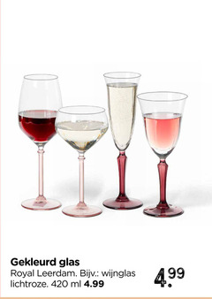  wijnglazen gekleurd glas royal leerdam wijnglas lichtroze ml 