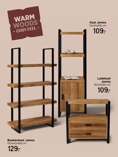  staand wandrek warm woods cosy feel kast james cm boekenkast ladekast 
