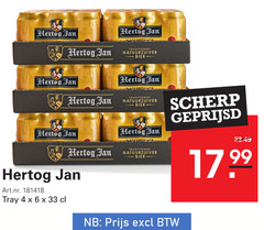  hertog jan blikjes bier 4 6 33 natuurzuiver traditioneel tray scherp geprijsd 