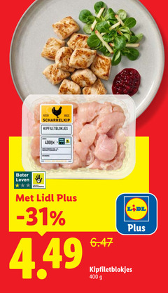  kipfiletblokjes 400 scharrelkip beter leven bescherming 
