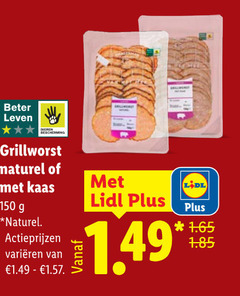  grillworst 150 beter leven bescherming naturel kaas varieeren 