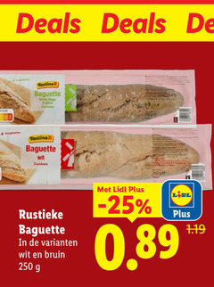  stokbrood 250 deals baguette wit rustieke bruin 