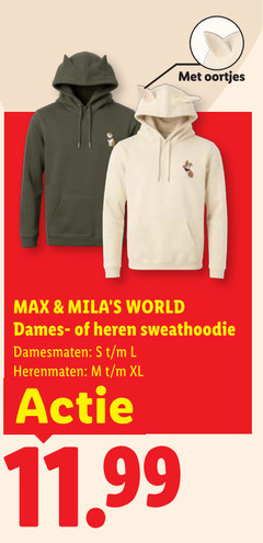  oortjes world dames heren sweathoodie damesmaten l herenmaten xl 