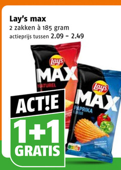  lays chips 1 2 zakken actieprijs naturel paprika 