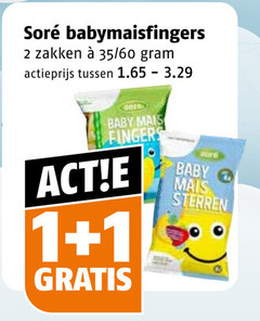  1 2 zakken 35 60 actieprijs dore baby mais fingers sterren 