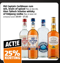 old captain esbjaerg glen talloch whisky rum wodka 25 700 1000 caribbean wit bruin spiced fles ml schotse vodka actieprijs well balanced matured 